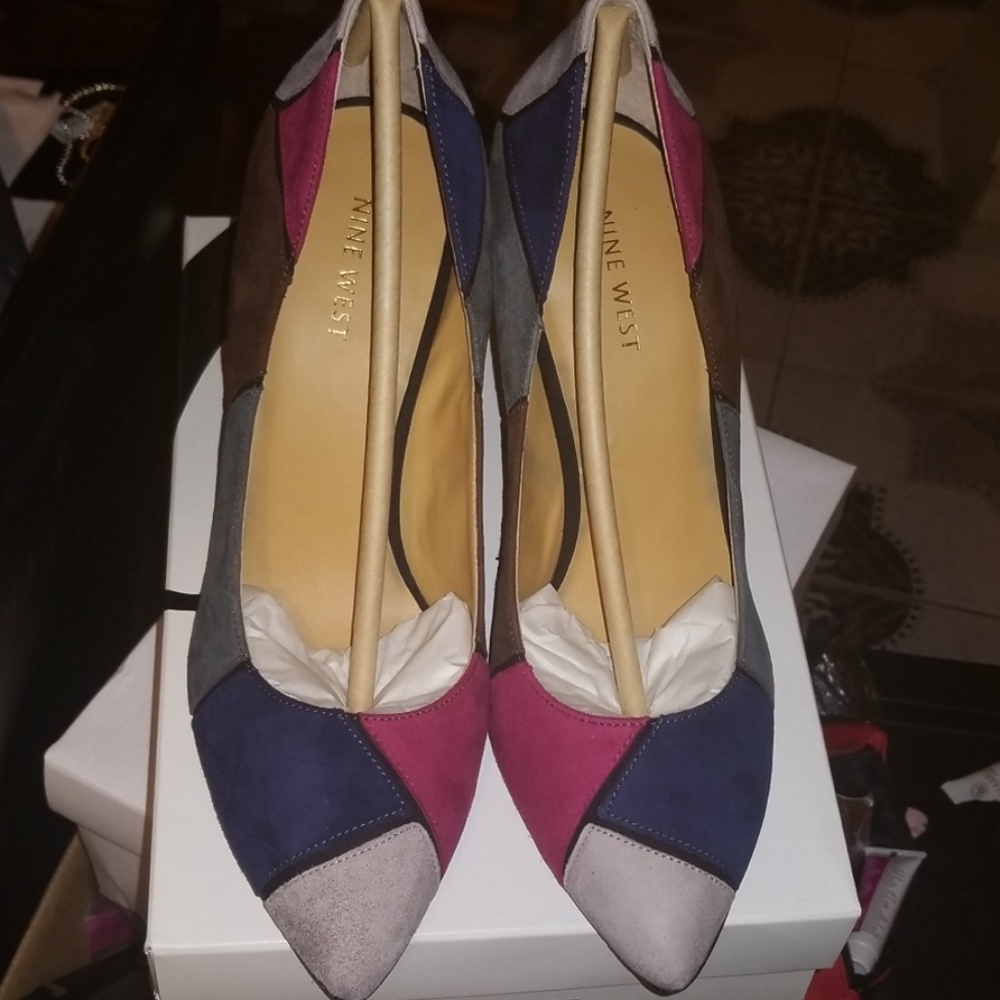 Nine West Boogie Down Suede Multi-Color Pump NEW